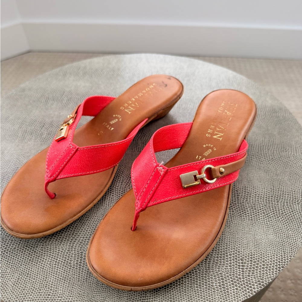Made in Italy Red  leather Sandals